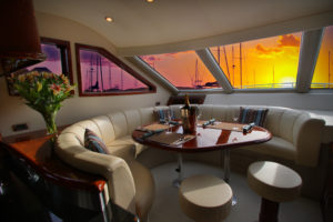 A luxurious space inside a yacht