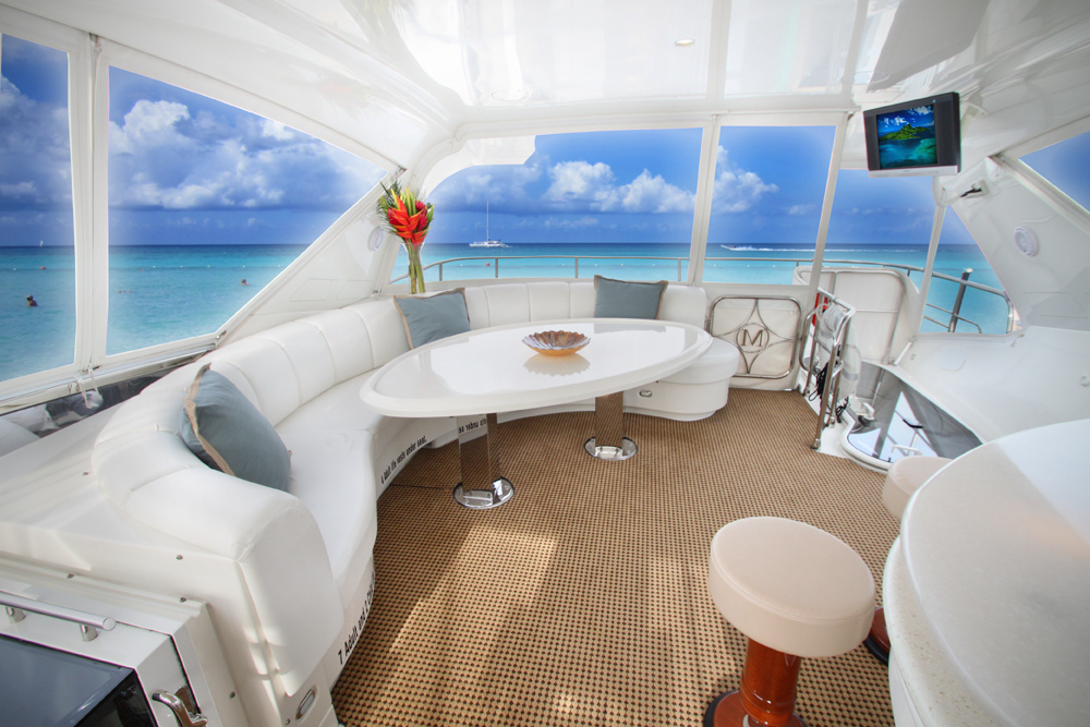 A beautiful interior of the luxury yacht tour